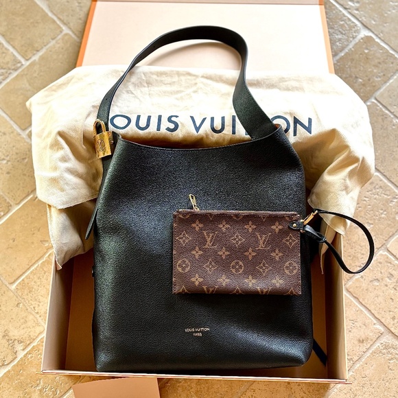 Louis Vuitton Low Key Hobo Leather Bag Size MM Black NEW - Picture 1 of 12